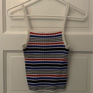 H&M Divided red, blue, black, and white tank top.